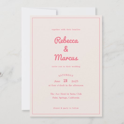 Moderne hotroze Fuchsia Retro Vibes Weddenschap Kaart (Voorkant)