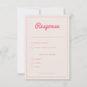 Moderne hotroze Fuchsia Retro Vibes Weddenschap RSVP Kaartje (Voorkant)