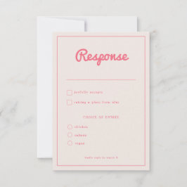 Moderne hotroze Fuchsia Retro Vibes Weddenschap RSVP Kaartje