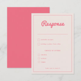 Moderne hotroze Fuchsia Retro Vibes Weddenschap RSVP Kaartje