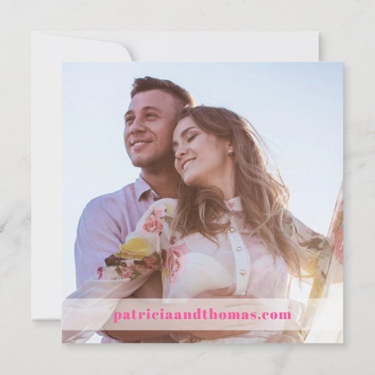 Moderne hotroze handvuurvaste bruiloft sparen de d kaart (Achterkant)