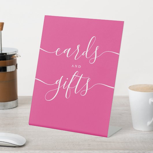 Moderne hotroze Kaarten en cadeaus voor script Reclamebord Met Voetstuk (Insitu)