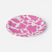 Moderne hotroze Koe Huidtextiel Dierenafdrukken Papieren Bordje (Gekanteld)