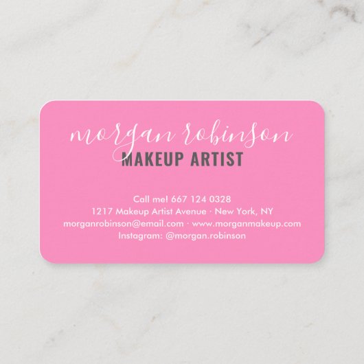 Moderne hotroze make-up artistieke handtekening visitekaartje (Achterkant)