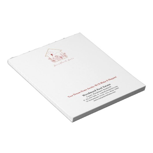 Moderne House Key Line Art | Makelaar gepersonalis Notitieblok (Schuin)