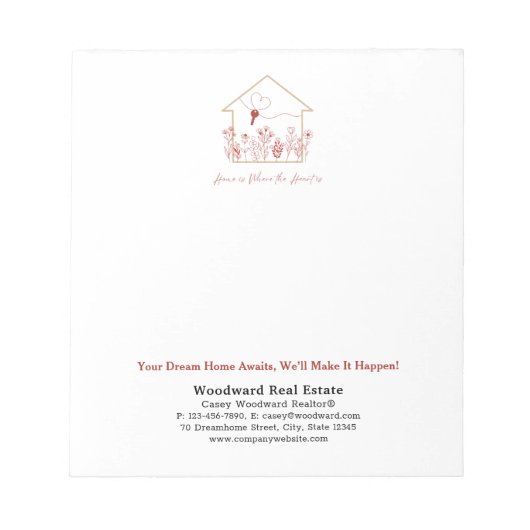 Moderne House Key Line Art | Makelaar gepersonalis Notitieblok (Voorkant)