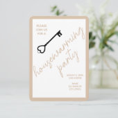 Moderne Housewarming Party Invite | Beige (Staand voorkant)