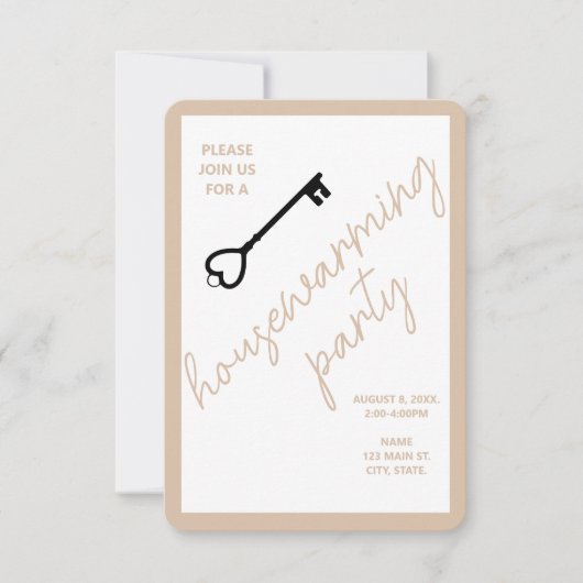 Moderne Housewarming Party Invite | Beige (Voorkant)