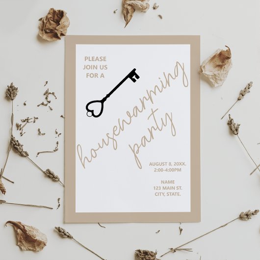 Moderne Housewarming Party Invite | Beige