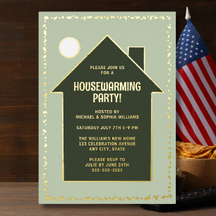 Moderne Housewarming Party Nieuwe Huis Viering Folie Uitnodiging