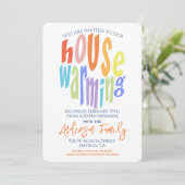 Moderne Housewarming Party Typografie Kaart (Staand voorkant)
