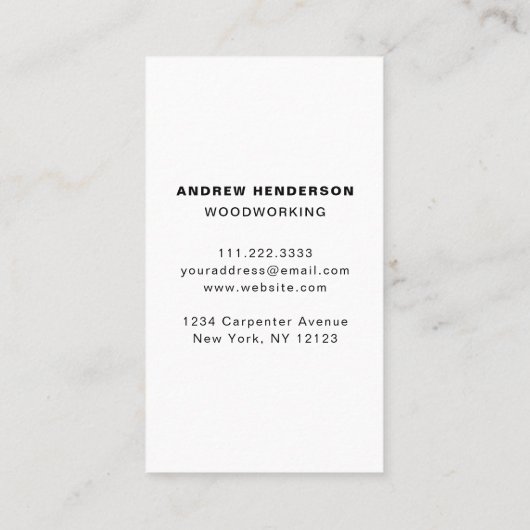 Moderne houtbewerker timmerbouw visitekaartje (Achterkant)