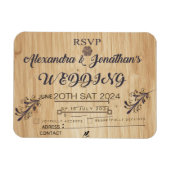 Moderne houten achtergrond bruiloft uitnodiging RS Magneet (Horizontaal)