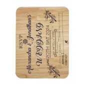 Moderne houten achtergrond bruiloft uitnodiging RS Magneet (Verticaal)