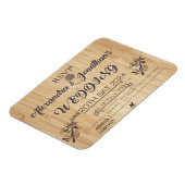 Moderne houten achtergrond bruiloft uitnodiging RS Magneet (Linkerzijde)