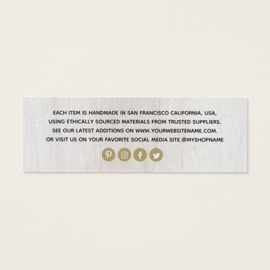 Moderne houten achtergrond Logo kleding prijs labe Mini Visitekaartjes (Achterkant)