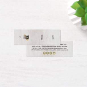 Moderne houten achtergrond Logo kleding prijs labe Mini Visitekaartjes