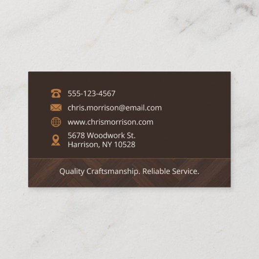 Moderne Houten Algemene Aannemer Bouw Visitekaartje (Achterkant)