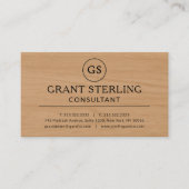 Moderne Houten Consultant Luxe Monogram Visitekaartje (Voorkant)