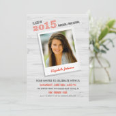 Moderne Houten Diploma Uitnodiging / Foto (Staand voorkant)