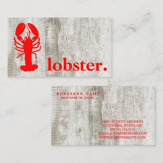Moderne houten kreeft. visitekaartje (Voorkant / Achterkant)