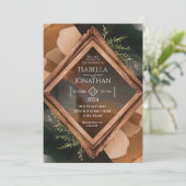 Moderne Houten Lijst Rustiek Huwelijk Kaart (Staand voorkant)