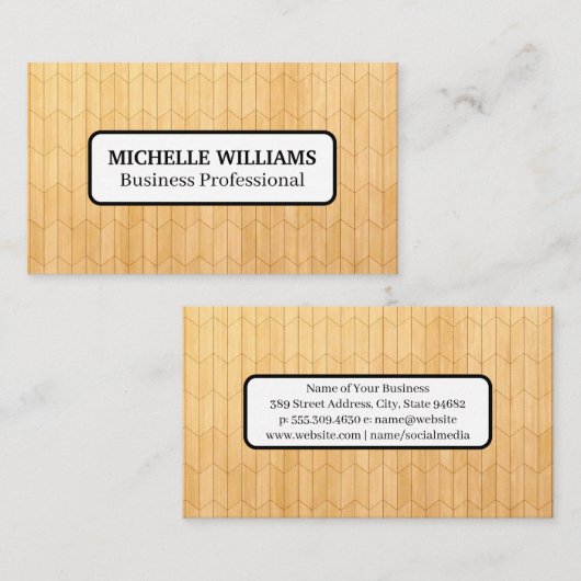 Moderne houten paneelpatroon visitekaartje (Voorkant / Achterkant)
