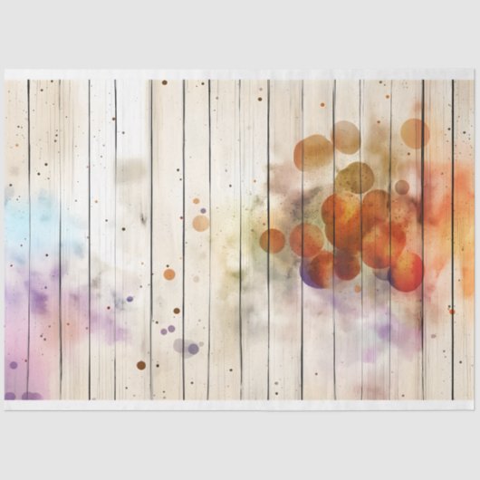 Moderne Houten Planken + Waterverf H8 Decoupage Tissuepapier (Voorkant)