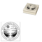 Moderne houten retouradresstempel met landschap rubberstempel (Gestempeld)
