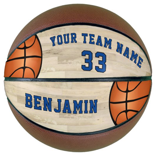 Moderne Houten Speler Naam Team Nummer Basketbal (Voorkant)