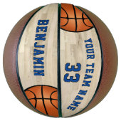 Moderne Houten Speler Naam Team Nummer Basketbal (Verticaal)