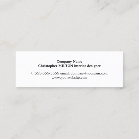 Moderne Houten Vetgedrukte Monogram Interieurontwe Mini Visitekaartje (Achterkant)