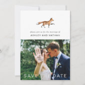 Moderne Houten Vos Foto Bruiloft Save The Date (Voorkant)