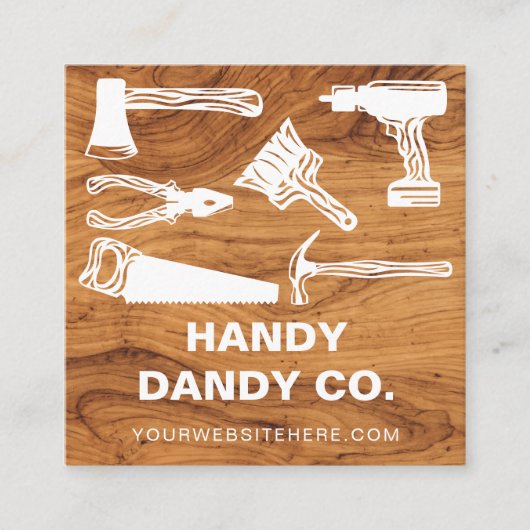 Moderne Houtkorrel Handyman Gereedschap Aannemer B Vierkante Visitekaartje (Voorkant)