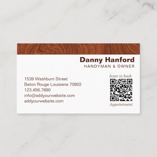 Moderne Houtkorrel Handyman Gereedschap Aannemer Visitekaartje (Achterkant)