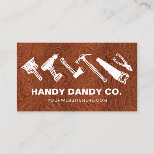 Moderne Houtkorrel Handyman Gereedschap Aannemer Visitekaartje (Voorkant)