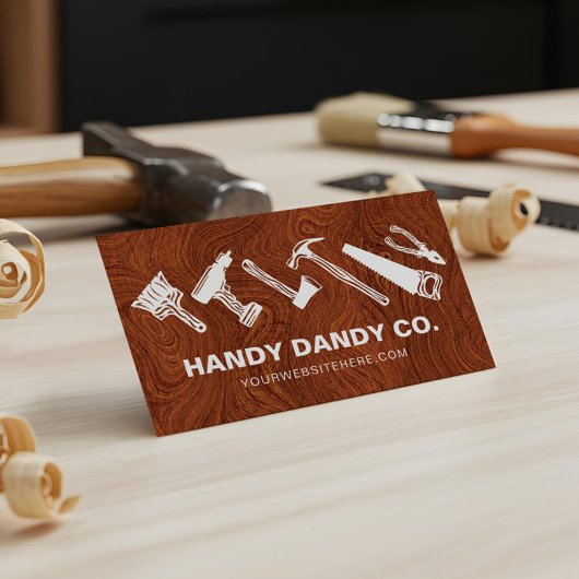 Moderne Houtkorrel Handyman Gereedschap Aannemer Visitekaartje