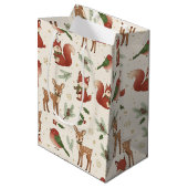 Moderne houtland bosdier kerstcadeautas medium cadeauzakje (Voorkant Gekanteld)