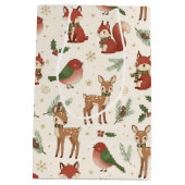 Moderne houtland bosdier kerstcadeautas medium cadeauzakje (Achterkant)
