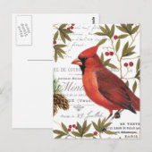 Moderne  houtlandkardinaal briefkaart (Voorkant / Achterkant)