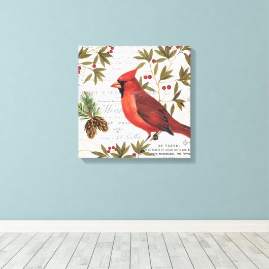 Moderne  houtlandkardinaal canvas afdruk (Insitu (Houten vloer))