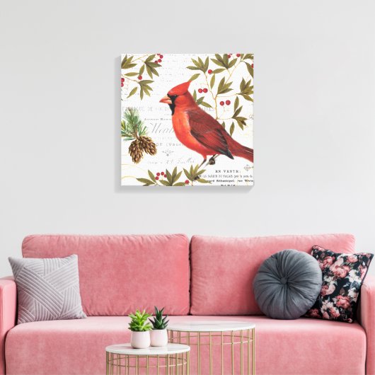 Moderne houtlandkardinaal canvas afdruk (Insitu (Woonkamer))