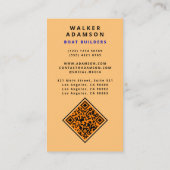 Moderne houtnerf look - monogram QR-code Visitekaartje (Achterkant)