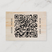 Moderne houtnerf professionele QR-code minimaal  Visitekaartje (Achterkant)