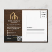 Moderne Houtnerf QR-code Constructie Feestdagenkaart (Achterkant)