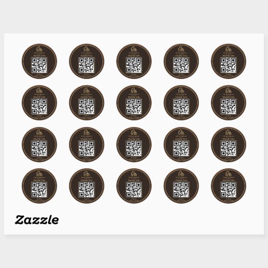 Moderne houtnerf QR-code constructie Ronde Sticker (Vel)