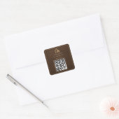 Moderne houtnerf QR-code constructie Vierkante Sticker (Envelop)