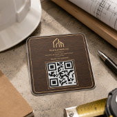 Moderne houtnerf QR-code constructie Vierkante Sticker