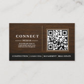 Moderne Houtnerf QR-code Constructie Visitekaartje (Achterkant)