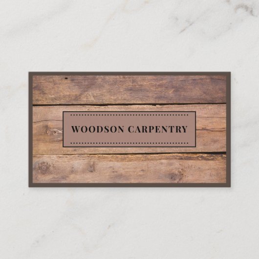 Moderne houtnerf timmerman houtbewerker visitekaartje (Voorkant)